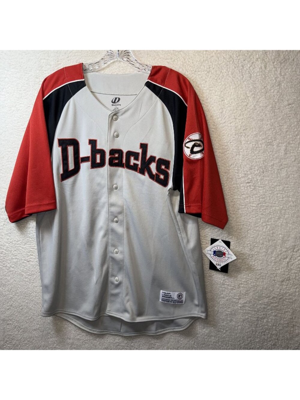 Arizona Diamondbacks MLB Dynasty Series Jersey L‎ Gray/Red Polyester NWT